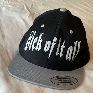 New black and gray "Sick of It All" snapback hat